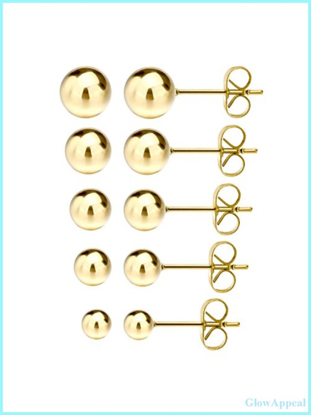 316L Surgical Steel Ball Stud Earrings Set Hypoallergenic Multi Piercing